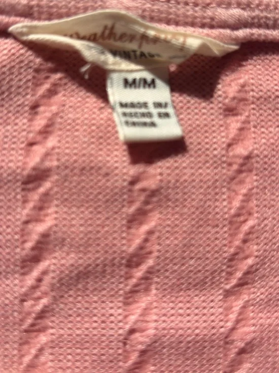 Weatherproof Vintage Pink Textured Knit Top M Button Front Cottagecore  Tee - Picture 8 of 8